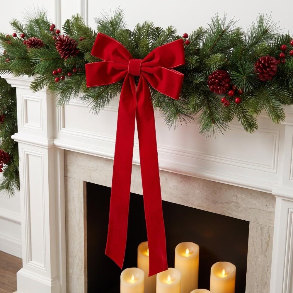 Bowknot Christmas Tree Curtain Tieback Adjustable Curtain Strap Red Bow Curtain Rope Office