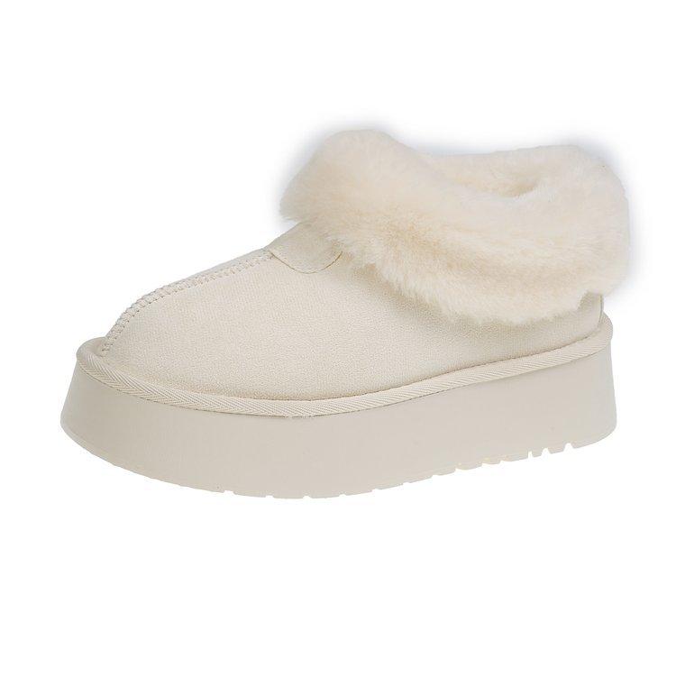 Snow boots women's winter velvet warm fur integrated large cotton shoes Northeast outdoor non-slip thick-soled fluffy shoes