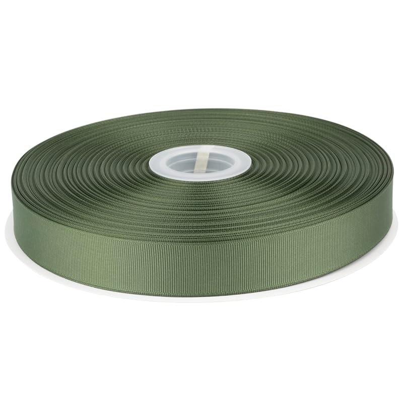 

[Tekdeere]Width 25mm solid moss grosgrain ribbon, perfect for gift wrapping, sewing, hair accessories, wedding decorations - 91m/roll
