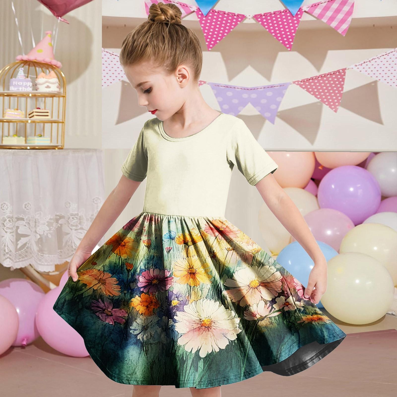 

Летнее платье для девочек, платье для малышей, однотонное повседневное платье-футболка с коротким рукавом А-силуэта 160 жёлтый