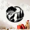 Modern Wrought Iron Wolf Wall Sculpture for Garden and Interior Decor