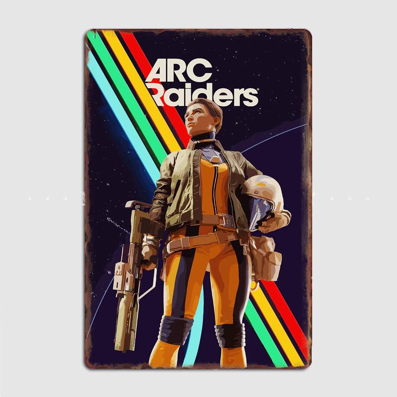 Poster Gioco Arc Raiders Segno Vintage Garage Camera da Letto Personalizzata Decorazione Murale Stanza Poster Decorativi per la Casa Poster Metallico Decorazione Interna