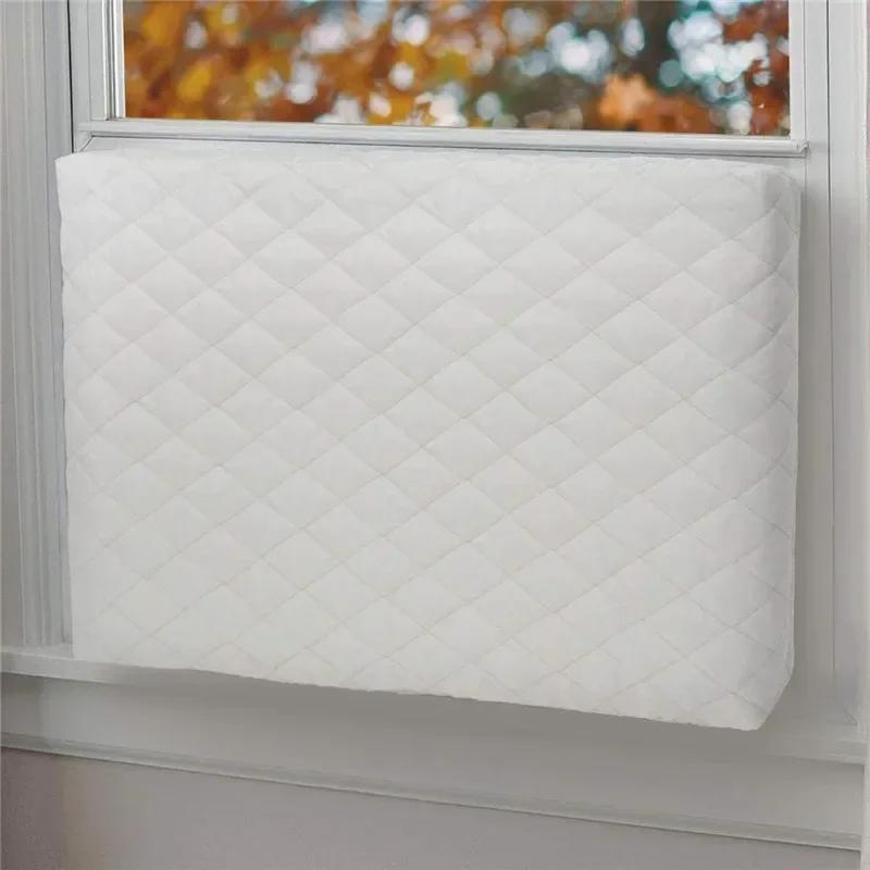 Quilted Fabric Air Conditioner Cover for Indoor/Window Ac Units Elastic Strap Dustproof Protective Cover for Air Conditioning