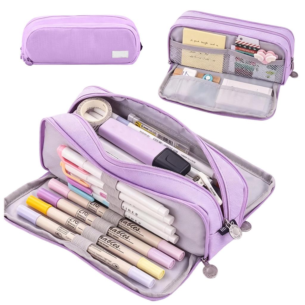 Trousse à Crayons en Tissu Multi-Couches pour Étudiants – Sac à Stylos Grande Capacité avec Plusieurs Compartiments pour l'École
