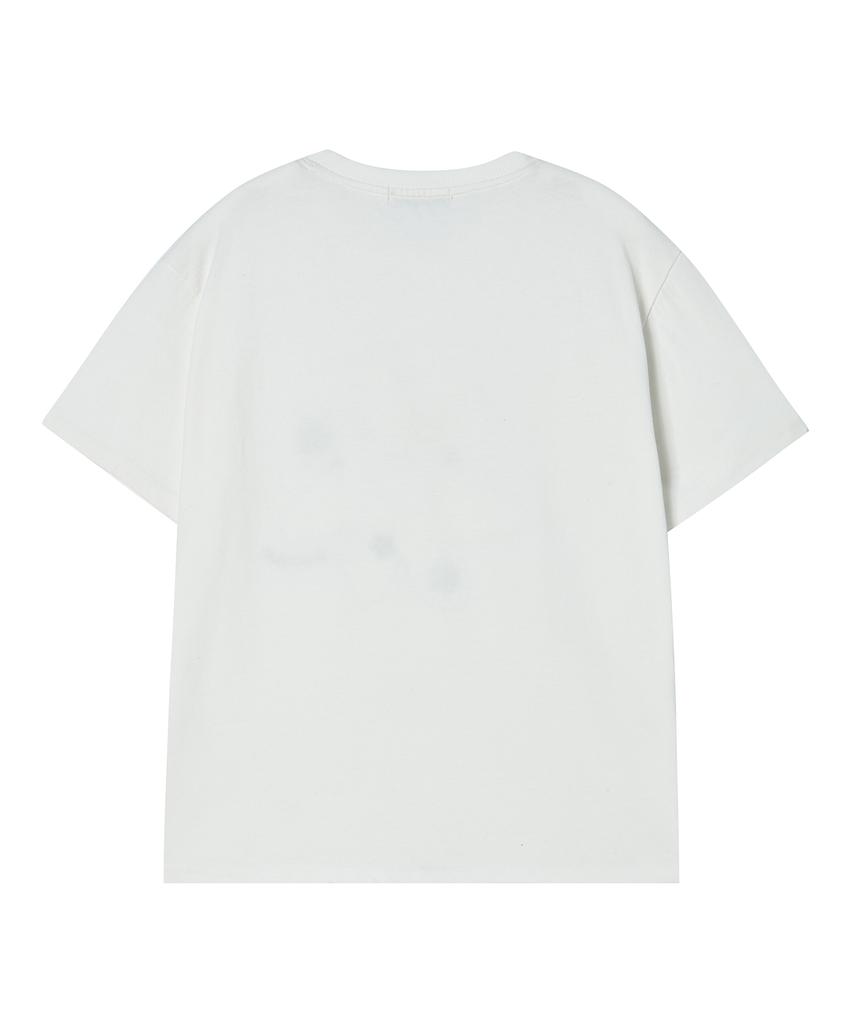 AWESOME STUDIO Flower Patchwork Short Sleeve T-Shirt Ivory