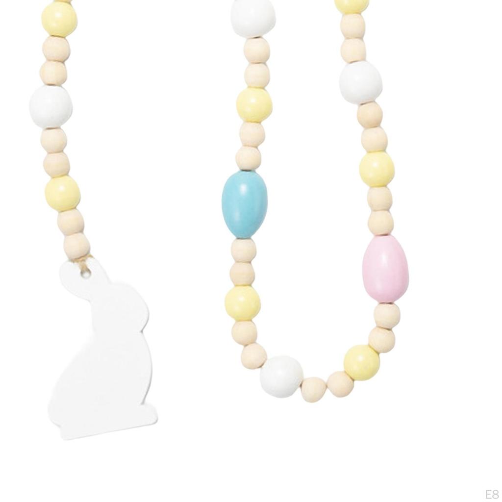 Easter Bead Garland with Wood Elements for Spring Celebrations And Home Decor