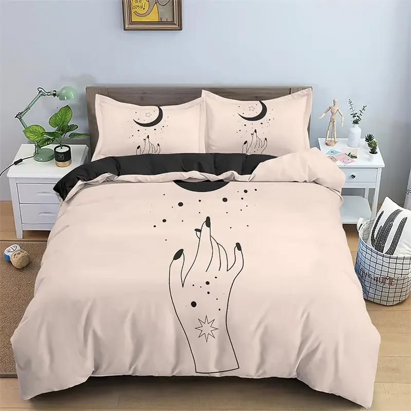 

Comforter Sun And Moon Mystical Hamsa Hand Bedding Set Microfiber Divination Eyes Comforter King For Kids Adult Bedroom Comforter (quilt)-EU Single(135*200cm)3pcs