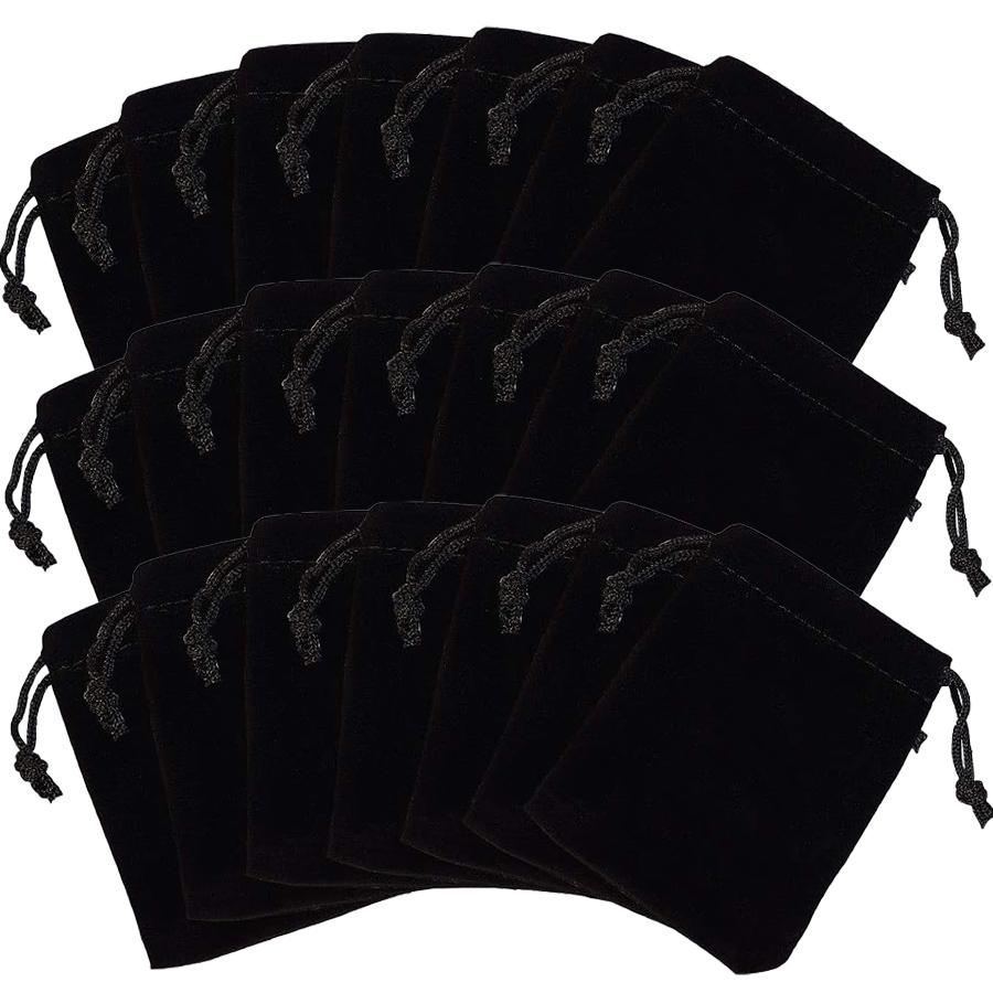 10pcs 7x9cm Black Velvet Drawstring Pouches - Jewelry Gift Bags for Wedding Party Favors, Small Item Storage & Packaging