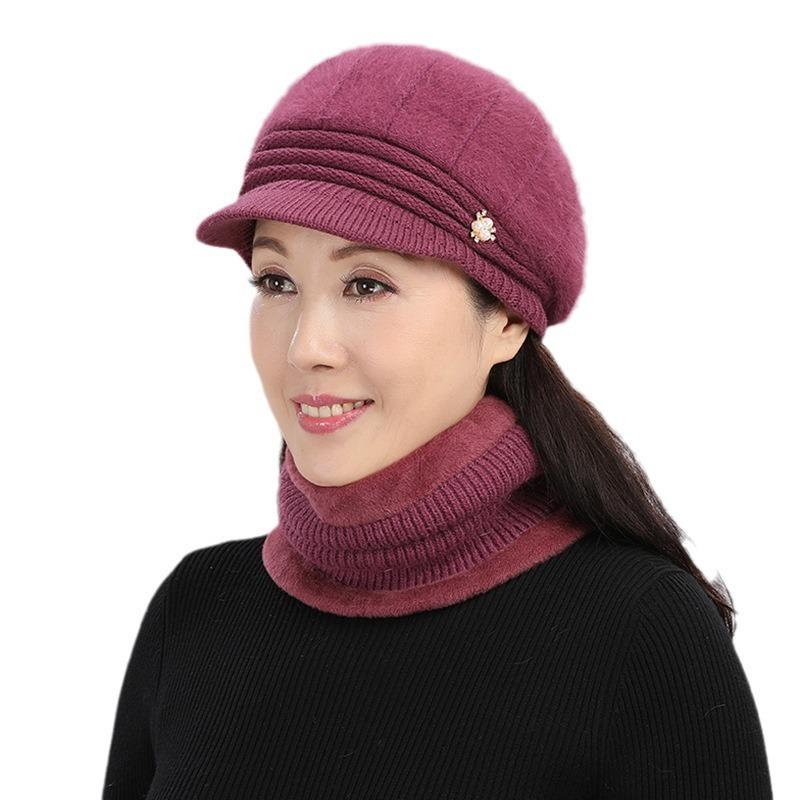 Hat female autumn and winter rabbit plush wool hat plush warm knitted hat cycling cold-proof cap
