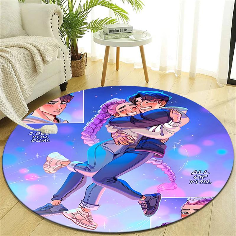 1pc KPop Demon Hunters20 Design Printed Area Round Carpet for Bedroom Living Room Home Decor Rugs Mat Non Slip Mat Rug for Bedside