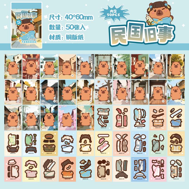 50-Sheet Cute Cartoon Guinea Pig Dress - Up Sticker Book, Adorable Guinea Pig Characters with Various Outfits, for DIY Craft