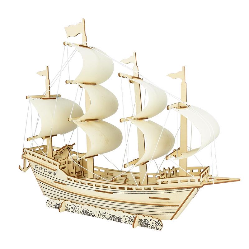 Ming Dynasty Merchant Ship Model 3D Puzzle - Hand-Assembled Building Blocks for Kids