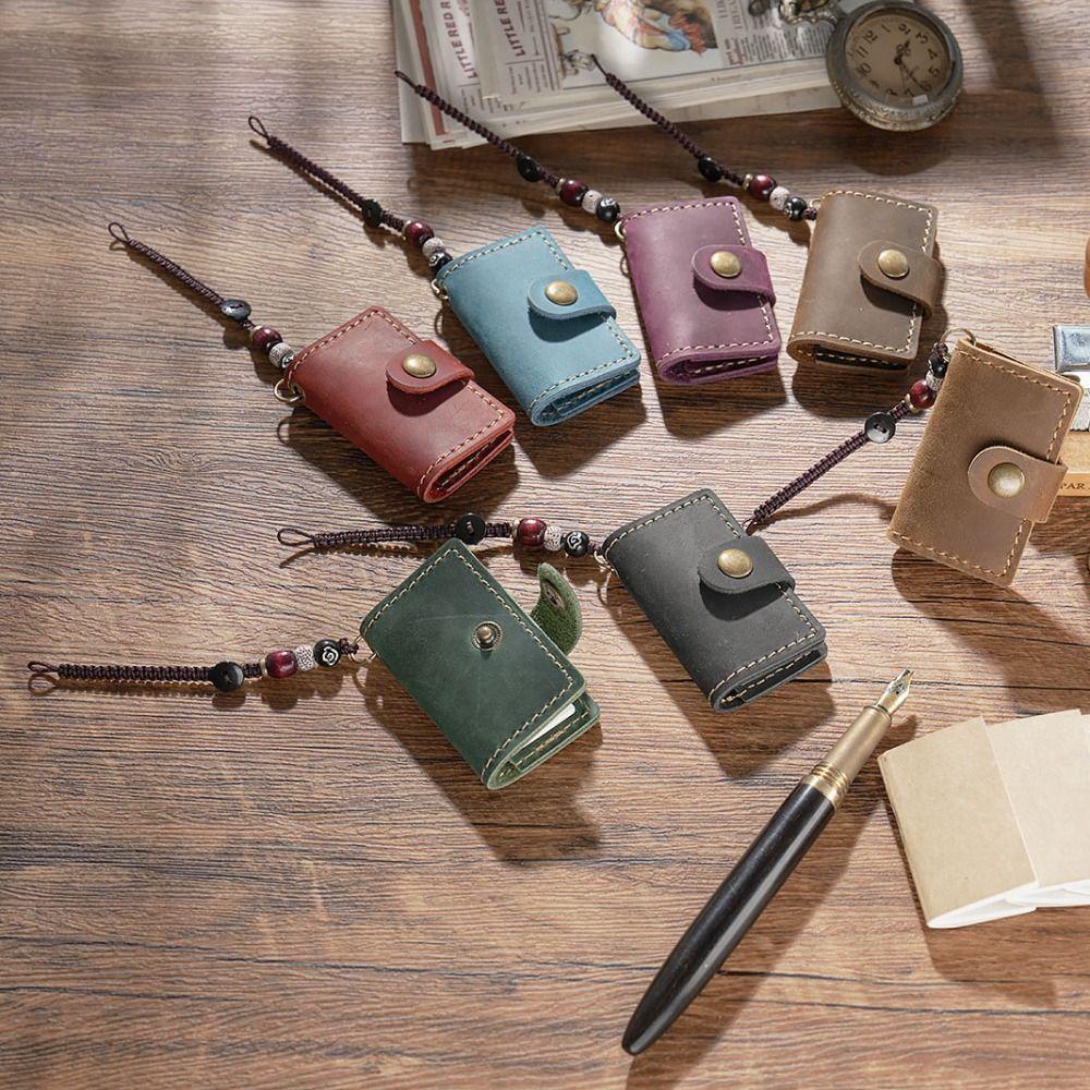 Cowhide Cover Mini Pocket Notepad Retro Travel Sketchbook Planner Tiny Leather Notebook  Christmas