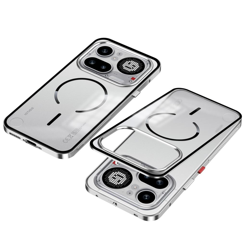 Coque Pour Nothing Phone 4A Pro Phone 4A Alliage d'Aluminium Cadre Métallique Pare-chocs Acrylique Givré Cover de Recharge Sans Fil Magsafe