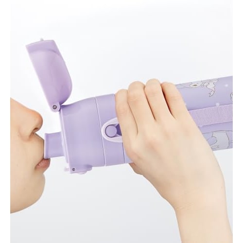 Skater Children's Stainless Steel Water Bottle, 2-Way, 470ml (Direct Drinking) or 430ml (Cup Drinking), Child-Friendly and Lightweight, Sanrio Kuromi