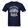Vintage Motobike Rider Cycle Male Tops & Tees Motorcycle T-shirt Black Four Wheel Move The Body Two Wheels Move The Soul