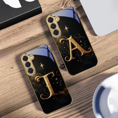 Magical Letters "K S A" For Samsung Galaxy S26 S20 FE S21 S22 S23 Plus S24 Ultra 25Ultra S21+ S9 S22 S8 Golden Glass Phone Case