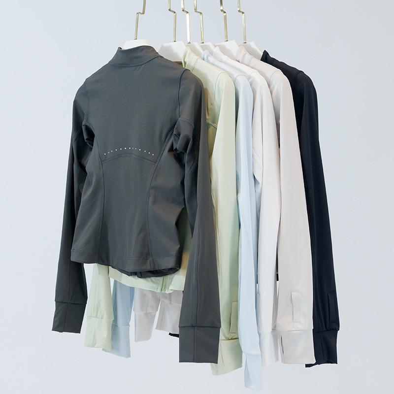 Women's Slim Fit Reflective Sports Jacket - Lightweight Nylon Spandex, Stand-Up Collar for Summer Outdoor Activities