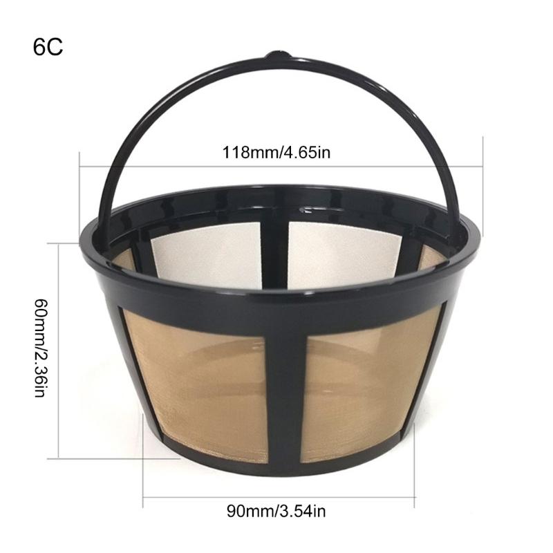 Practical Golden Tone Coffee Filter Durable Coffee Filter Coffee Strainer for 4/6/8/12 Cup Basket Style Coffee Maker