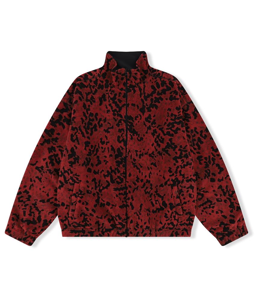 Yeseyesee Reversible Leopard Fleece Jacket Red