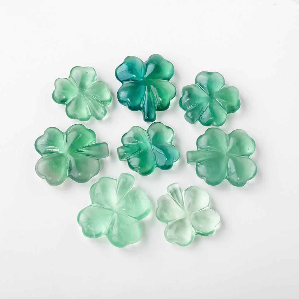 1PC Natural Crystal Green Fluorite Lucky Four Leaf Clover Pocket Ornament DIY Jewelry Household Supplies