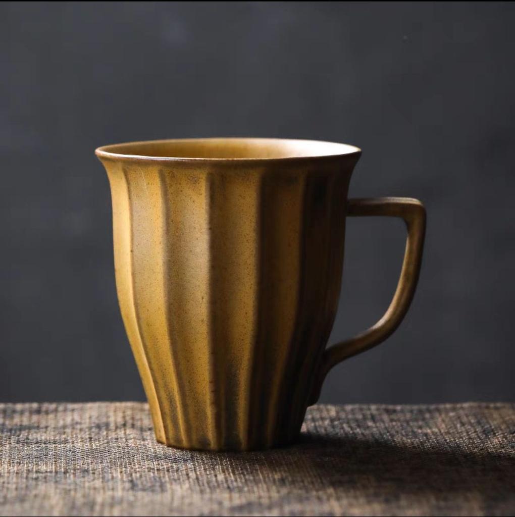Handmade Cutting Cup Retro Mug Daily Large Capacity Water Cup Coarse Pottery Coffee Cup Home Office Cup