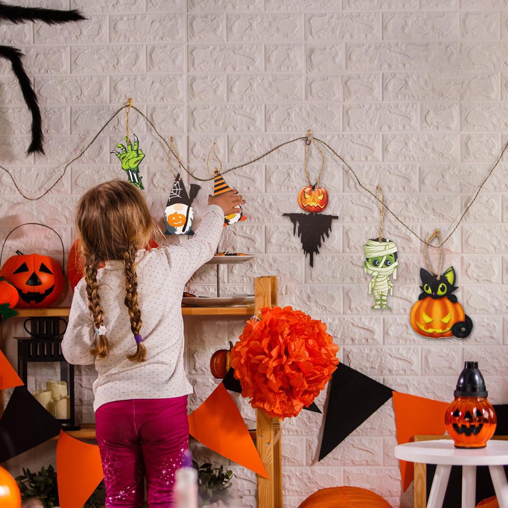 Wooden Halloween Unique Ghost Pumpkin Hanging Ornaments Perfect For Spooky Decor Party