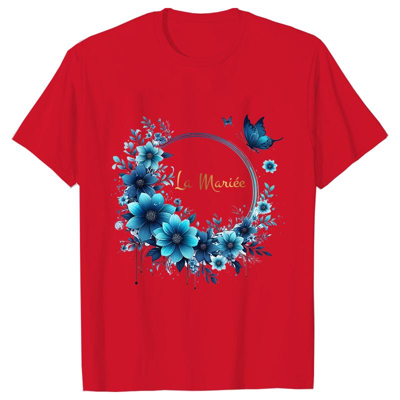 Team Bride Top Future Bride Tshirt Bridal Shower Wedding Bachelorette Party EVJF Flower Wreath Tees for Women Single Farewell