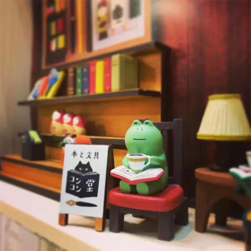 Japanese Zakka Bookstore Series Cat Bookshelf Miniature Resin Craft Toys, Collectible Home Decoration Accessories, DIY Ornaments