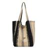 New Double-Sided Wool Tote: Striped & Leopard Print, Large Capacity Shoulder & Shopping Bag for Autumn and Winter
