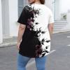 Women's Large Size T-Shirt Casual Tie-dye V-Neck Short Sleeve Pocket Top