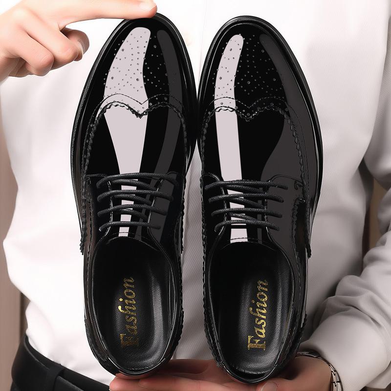 

Весенние и осенние мужские туфли-броги из резной кожи больших размеров, модная обувь в корейском стиле на шнуровке. 43 чёрный