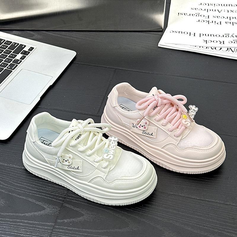 9 Spring little white shoes new mesh female students thick-soled heightening sports board shoes casual