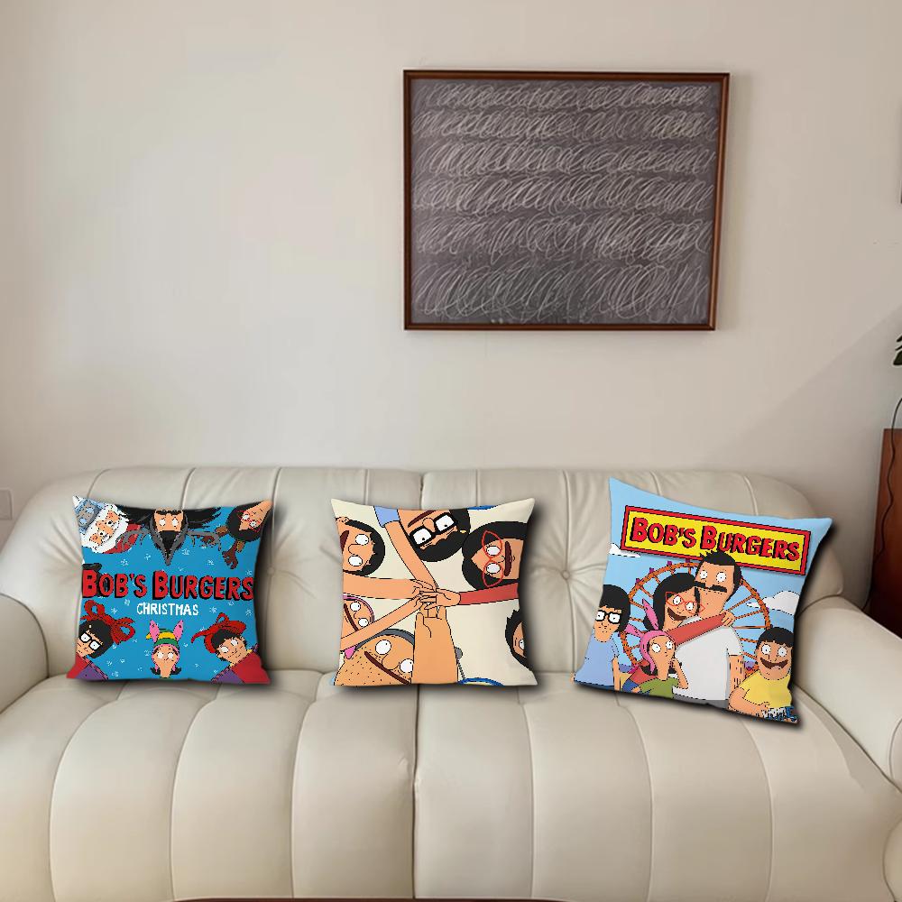 Cartoon B-Bobs B-Burgers Cushion Cover Living Room Accent Couch Back Support Square Lounge Restful Nap Companion Pillow Case