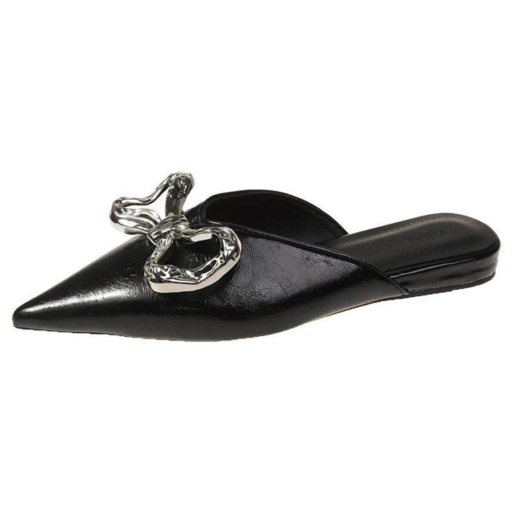 Новые заостренные тапочки Baotou на плоском каблуке Half Tuo с галстуком-бабочкой — фото 6