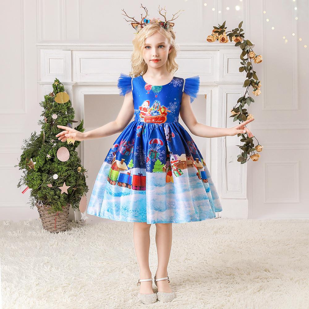 Kids Girls Santa Claus Xmas Snowman Princess Dress Children Christmas New Year Cosplay Costumes Kindergarten Performance Role Play Outfit
