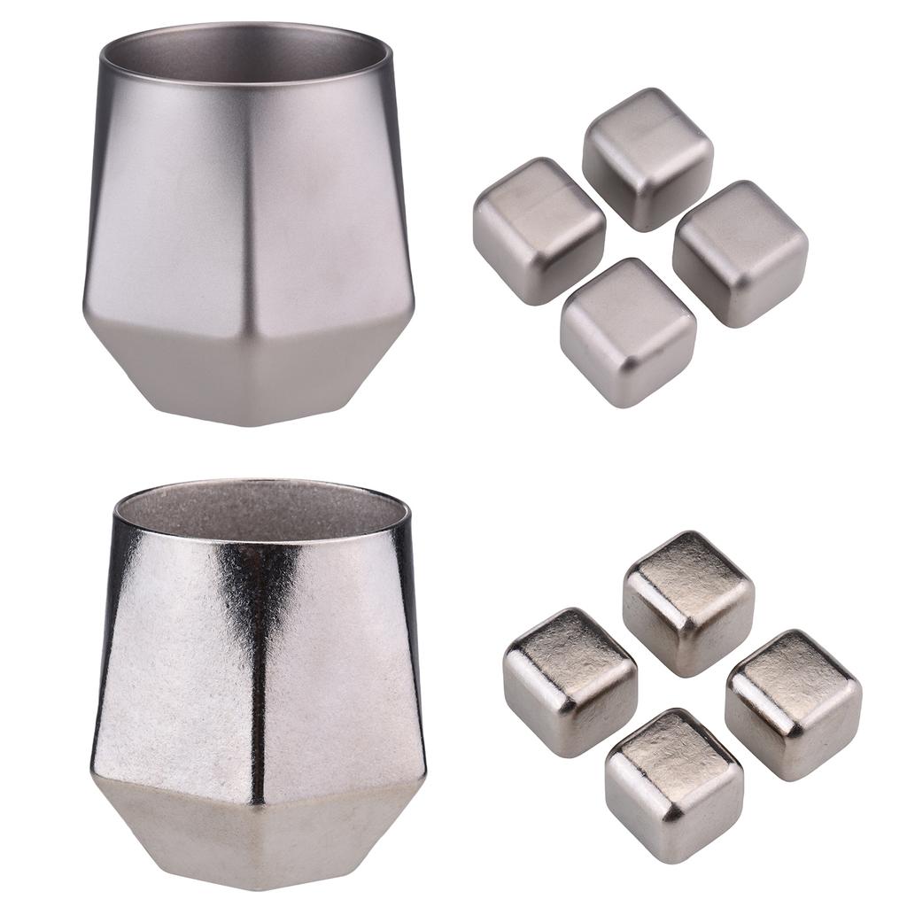Outdoor Camping 240ml Double Wall Ti Cup Insulated Ti Mug with Ti Ice Cubes