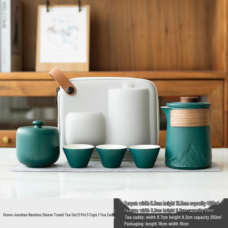 Black Pottery Portable Travel Tea Set