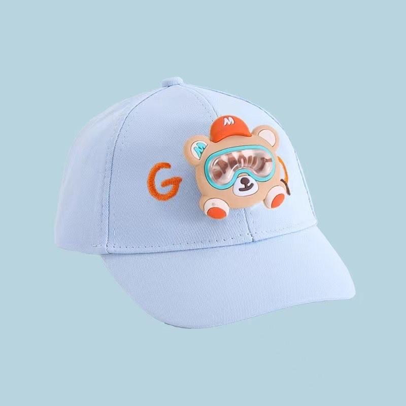 

Childrens Cartoon Bear Baseball Cap With Sun Protection And Breathable Polyester For Summer Play Blue