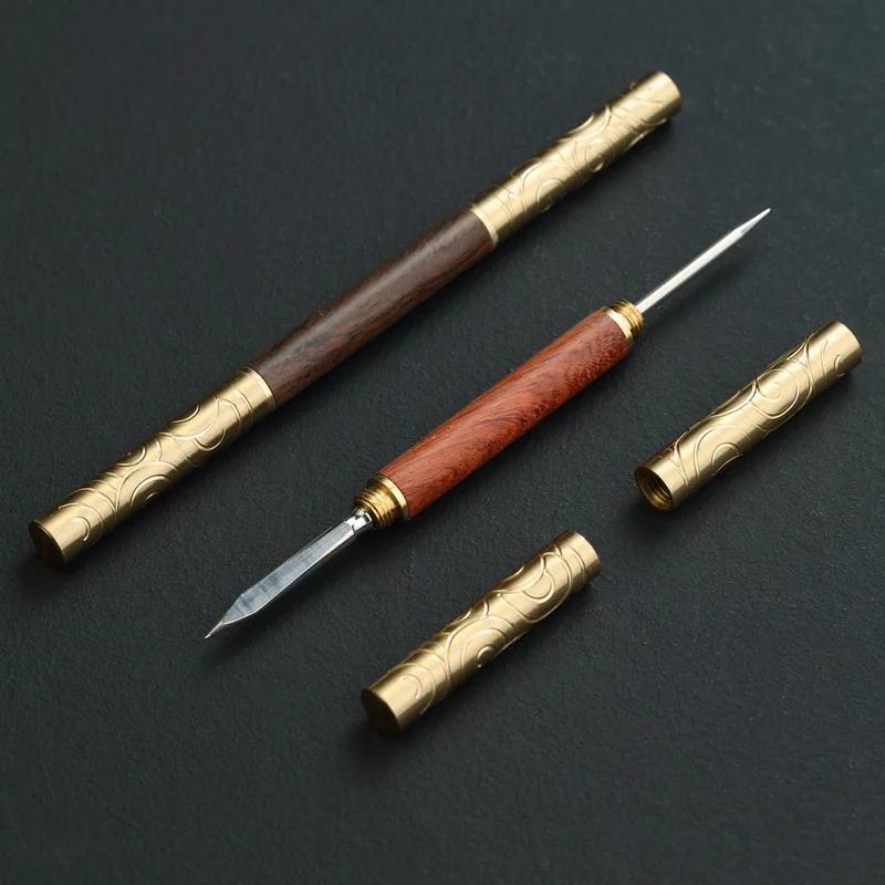 Special for Pu'er Tea Knife Solid Wood Tea Needle Exquisite Dual-Purpose Stainless Steel Pry Tea Utensils