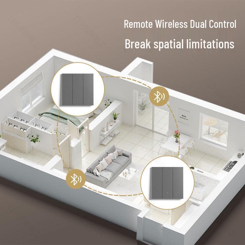 Gray Tempered Glass Smart Switch with Mijia APP Connectivity, Smart Speaker Voice Activation, Zero-Fire Support.