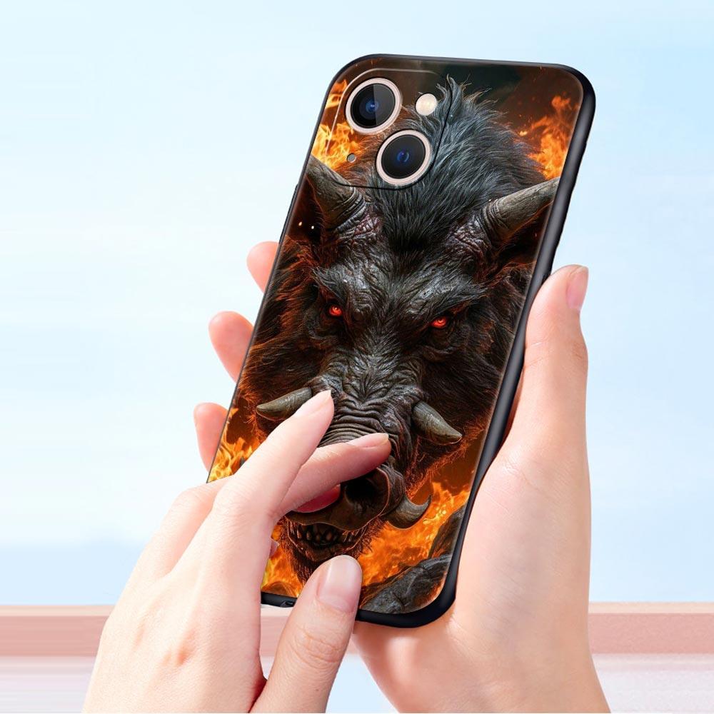 Etui na telefon z dzikiem dla iPhone 17 16 15 14 13 12 Pro Max 11 Pro Max 17 AIR Plus Odporne na wstrząsy Miękkie etui TPU Fundas Capa Torba