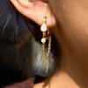 Uworld Classic Water Droplet-Shaped Zircon Earrings With Double Layer Hollowed Out Tassel Jewelry Lady Stainless Steel Earring