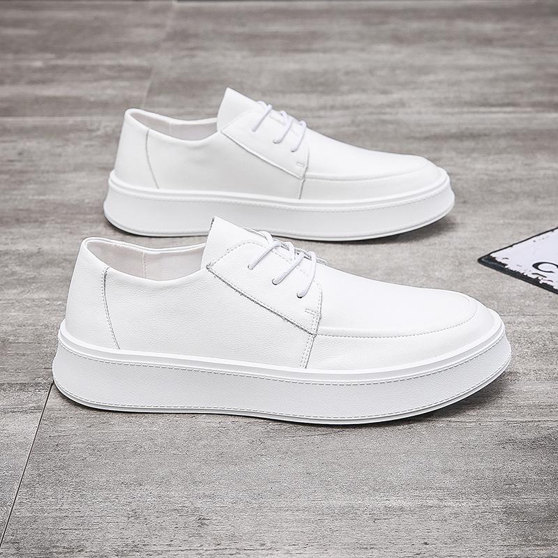 Leather men's casual shoes spring and summer cowhide soft-soled white shoes with men's shoes breathable and simple shoe manufacturers
