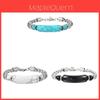Geometric Stainless Steel Mens Beaded Bracelet With Turquoise For Casual Wear