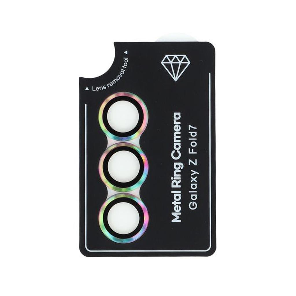 For Samsung Galaxy Z Fold7 5G Camera Lens Protector Set Electroplating Metal+Tempered Glass Individual Lens Film,Colorful