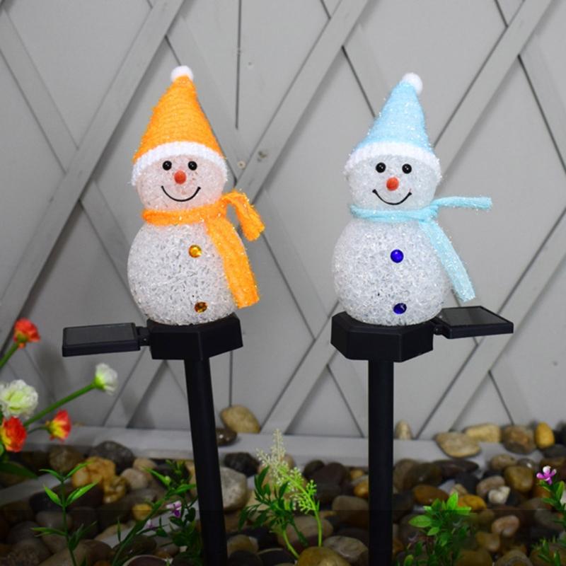 Outdoor Solar Pathway Lights Cute Cartton Small Snowman Solar Energy Lawn Light Grounding Light Landscape Garden Lamp