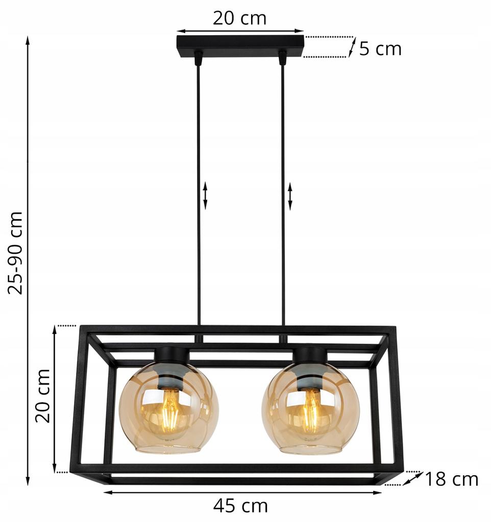 HANGING LAMP CAGE ELEGANT GLASS BALL HONEY