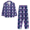 Women's 2 Piece Printed Suit Long Sleeve Button Up Top Wide Leg Pants Suit Set Pajamas Home Casual Suit