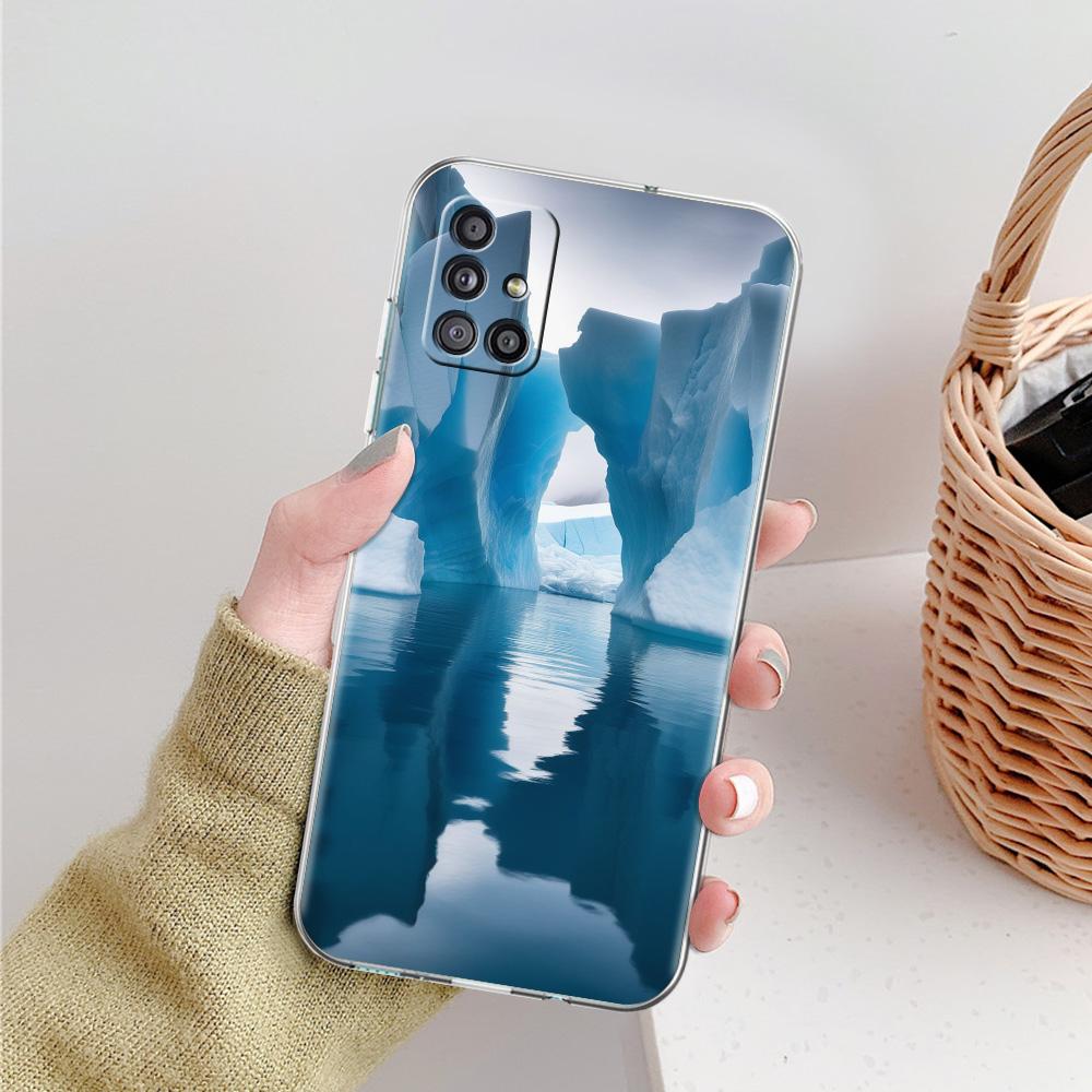 Phone Case For Samsung A15 A13 A35 A55 A51 A71 A41 A31 A21S A05 A17 A23 A25 A33 A53 A73 5G A07 4G Cover Antarctica Snow Scenery